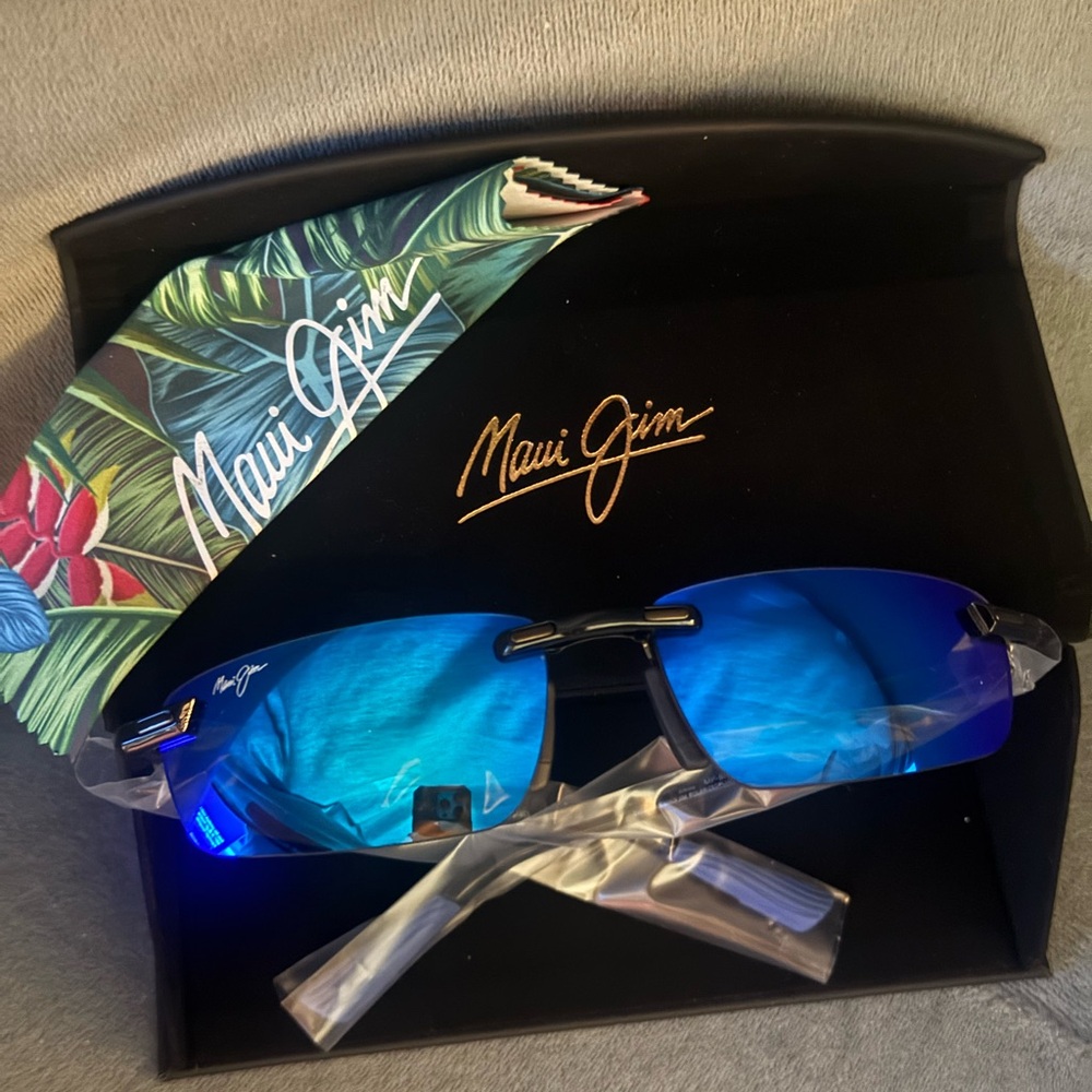 Maui Jim Ilikou Rimless Sunglasses with Blue Mirrored Lenses